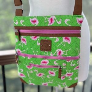 Stone Mountain Quilted Flamingo Crossbody Purse Bag Multi Color